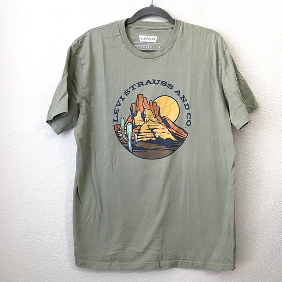 Levi's Shirt Mens Size XL Graphic Tee Green Short Sleeve Crew Neck - Picture 1 of 7